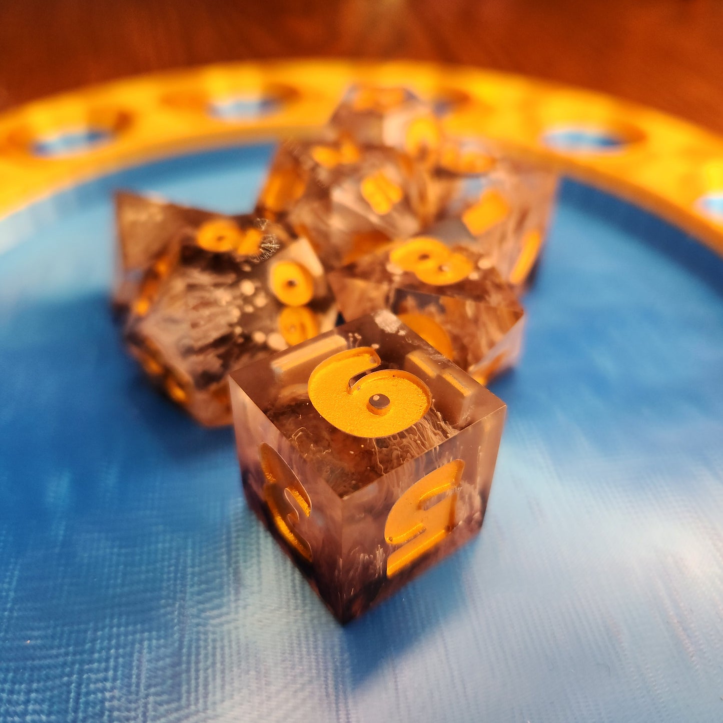 Lazy Morning - Handmade Oversized 25mm Brown and White Coffee-Inspired D&D Dice Set