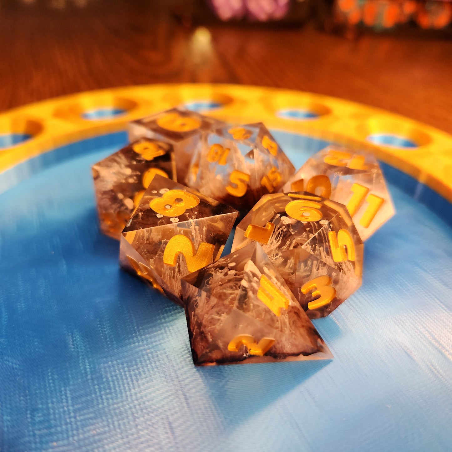 Lazy Morning - Handmade Oversized 25mm Brown and White Coffee-Inspired D&D Dice Set
