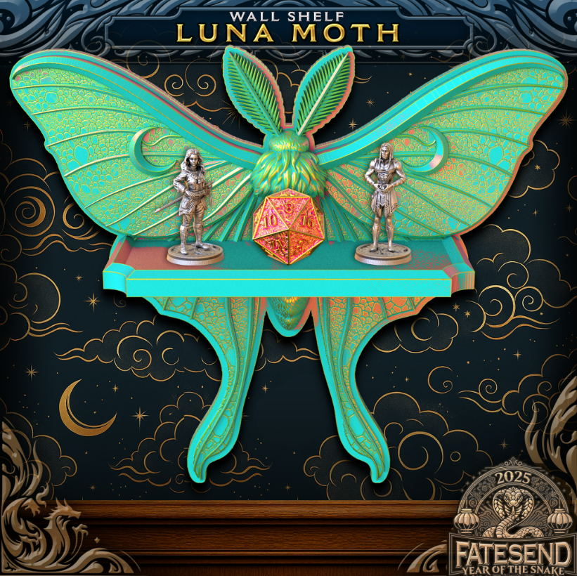 Luna Moth TTRPG Accessory Display Shelf