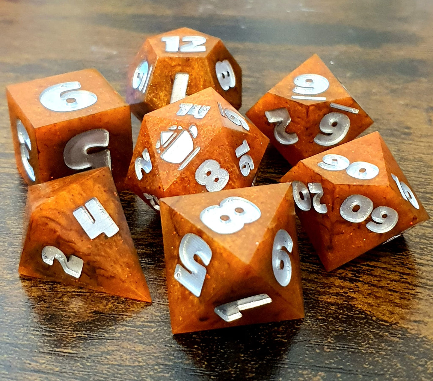 Pumpkin Spice - Handmade Oversized D&D Dice Set
