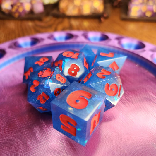 Dragon Scales - Handmade Oversized 25mm Blue D&D Dice Set