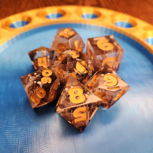 Lazy Morning - Handmade Oversized 25mm Brown and White Coffee-Inspired D&D Dice Set