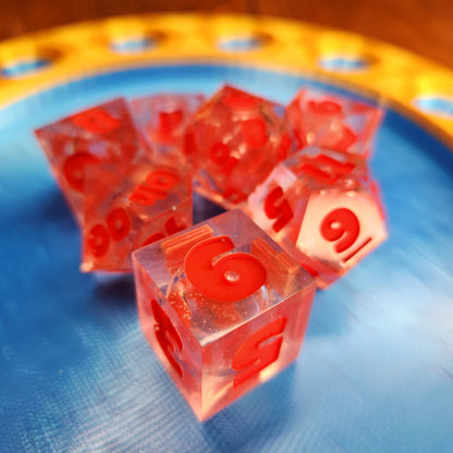 Coral Reef - B Grade Liquid Core D&D Dice Set - Handmade Oversized 25mm Polyhedral Dice for Tabletop RPGs