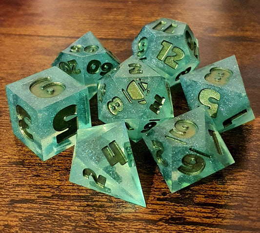 Celestial Jade - Handmade Oversized D&D Dice Set