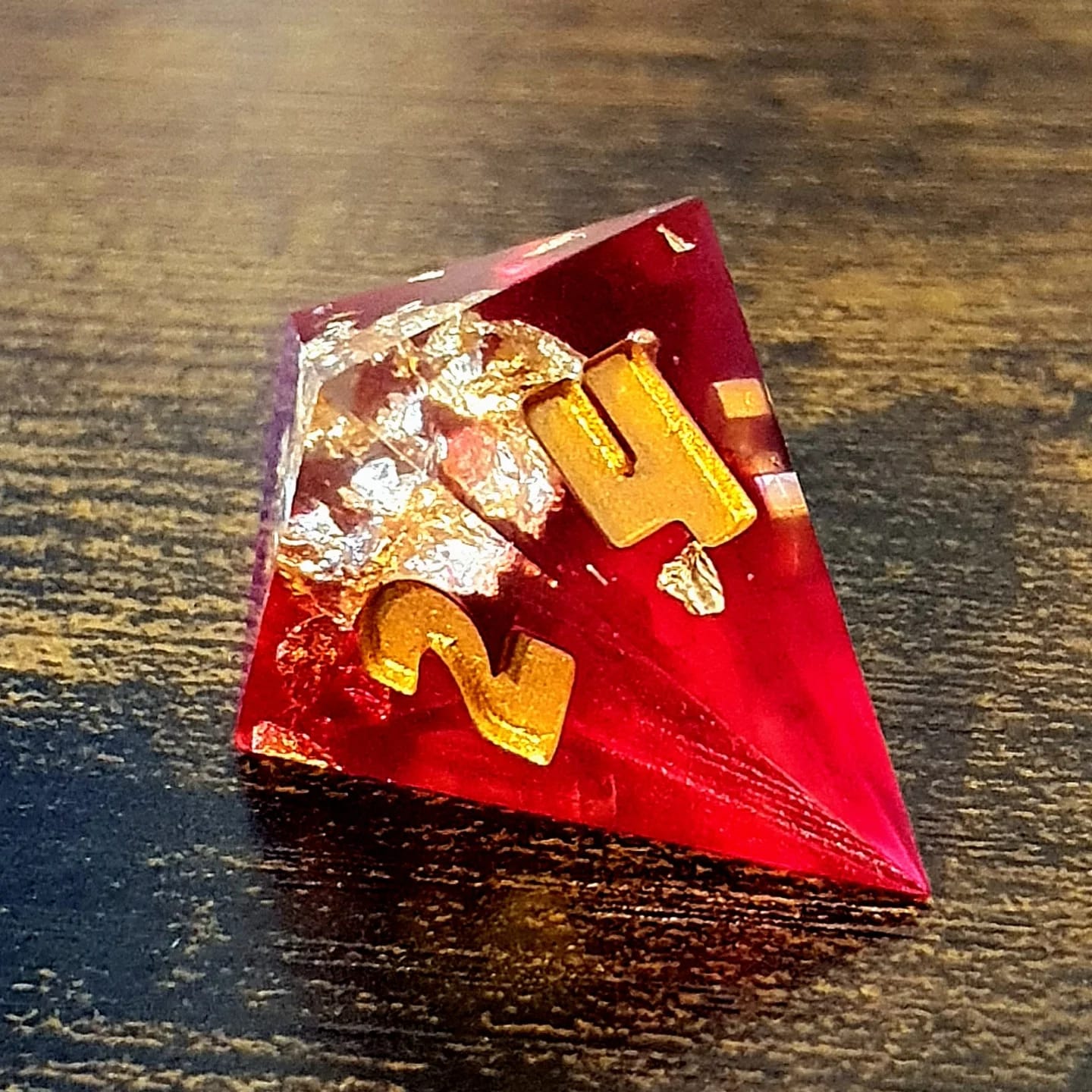 Blood Riches - Handmade Oversized 25mm Red and Gold D&D Dice Set