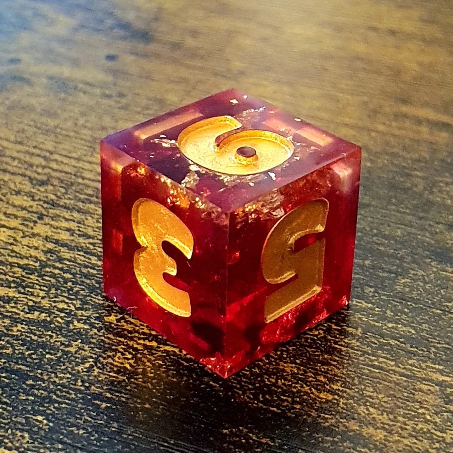 Blood Riches - Handmade Oversized 25mm Red and Gold D&D Dice Set