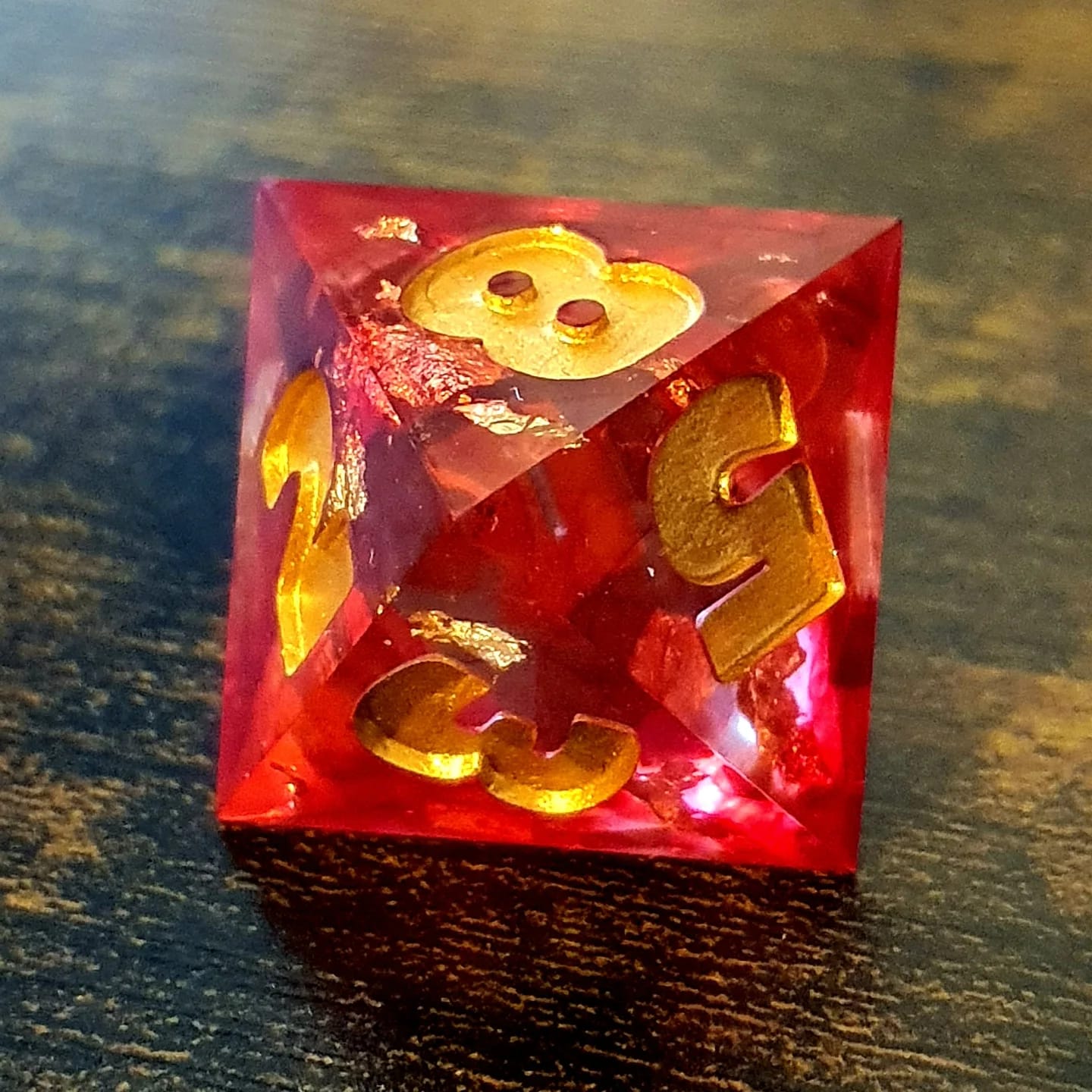 Blood Riches - Handmade Oversized 25mm Red and Gold D&D Dice Set