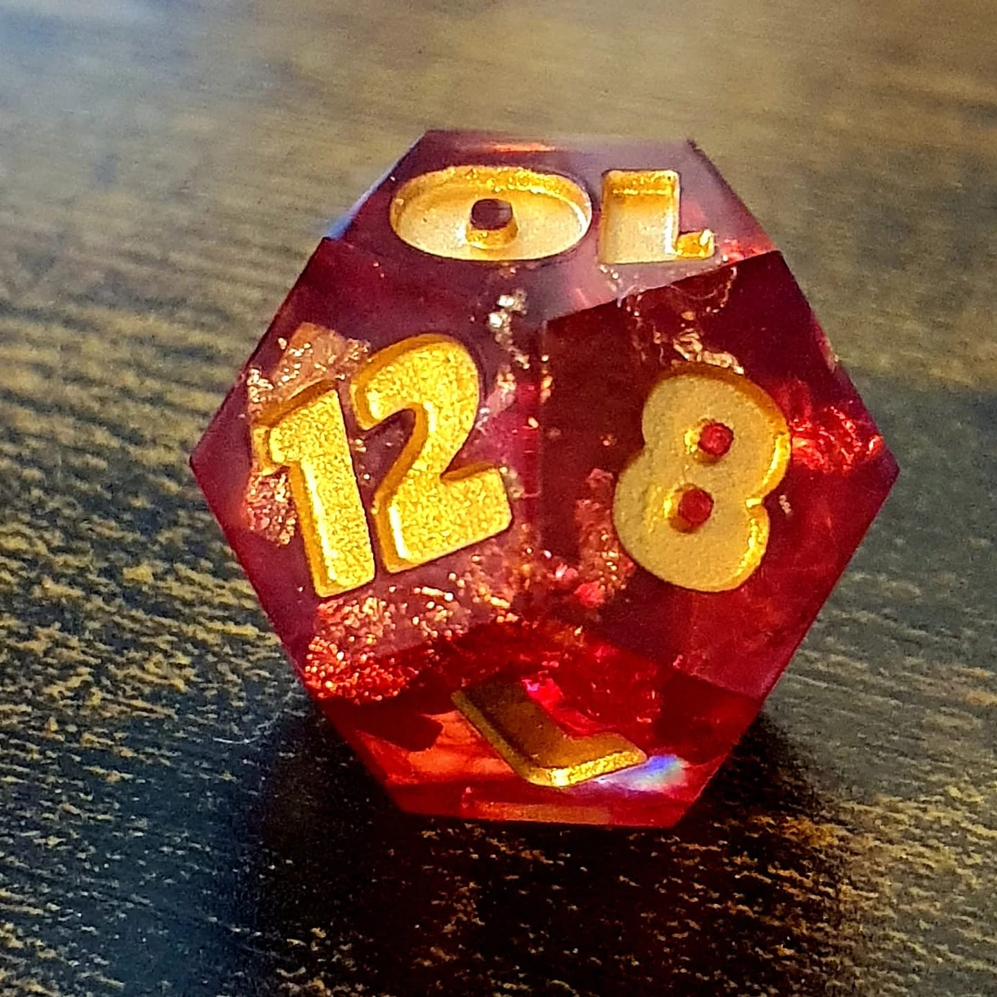 Blood Riches - Handmade Oversized 25mm Red and Gold D&D Dice Set