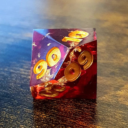 Blood Riches - Handmade Oversized 25mm Red and Gold D&D Dice Set